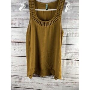 Jaloux Zalu  Blouse Women’s Medium Green Sleeveless Top Sheer Career Vintage